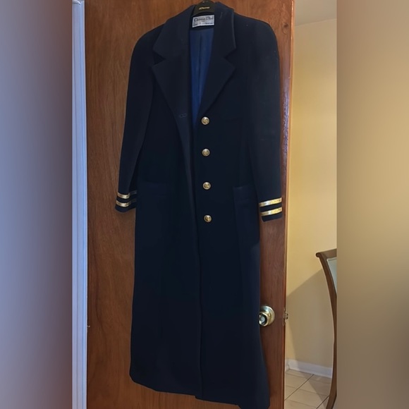 Vintage Christian Dior CD Navy Sailor Jacket Coat Suit  - 100% Wool EUC - Picture 1 of 8